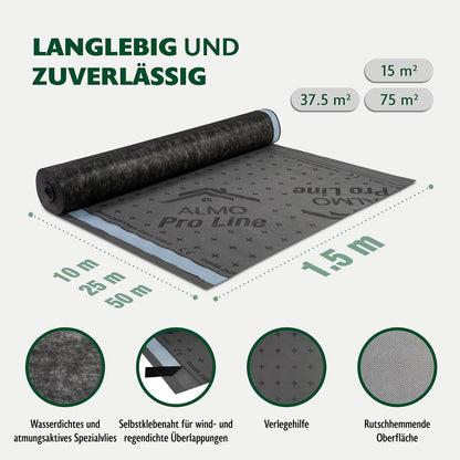 ALMO diffusionsoffene UV Unterspannbahn 37.5m² – mit Selbstklebenaht