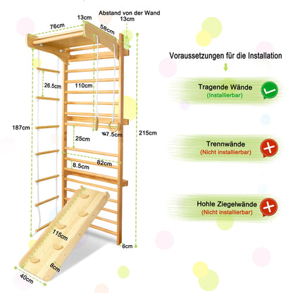 LARS360 Multifunktions Sprossenwand Holz Indoor - Kinder