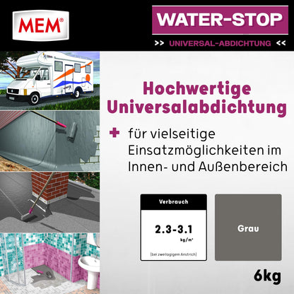 MEM Water Stop Universalabdichtung Feuchtigkeitssperre – Grau 6 kg