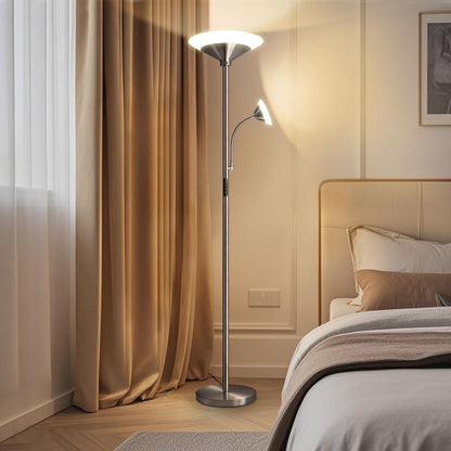 BBHome Stehlampe Deckenfluter LED dimmbar Leselampe - Silber