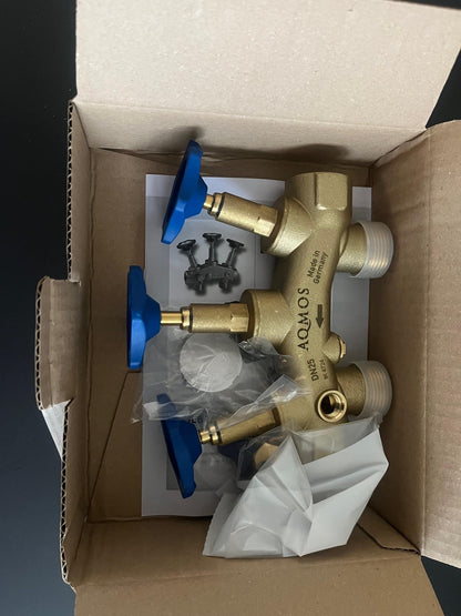 Aqmos Wasserenthärter Montageblock 1" IG/AG m. Verschneidung & Probeentnahme