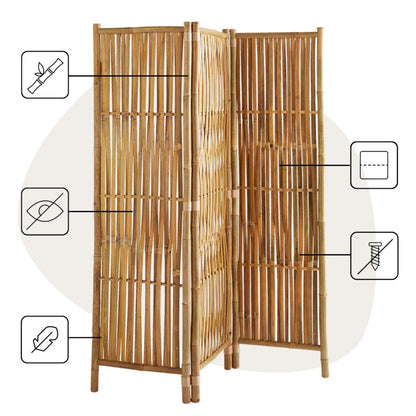 Box and Beyond Paravent aus Bambus, Natur, 160 x 139 cm