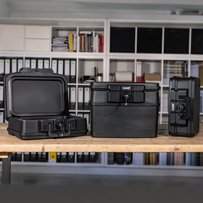 HMF 250452 Feuerfeste Wasserdichte Dokumentenbox – DIN A4 Schwarz