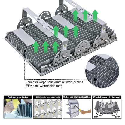 POWFUL 400W LED Flutlichtstrahler – IP67 Aussen 6500K