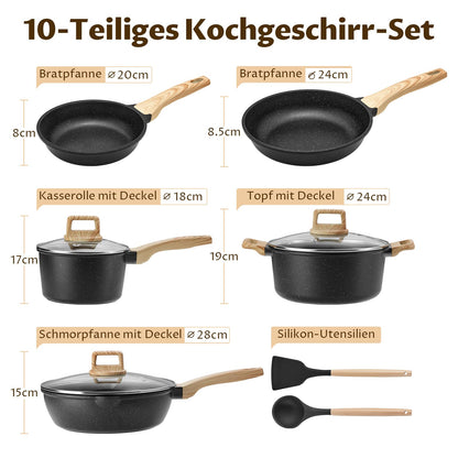 BLAZANT Granit Antihaft Induktions Töpfe und Pfannen Set 10-tlg.