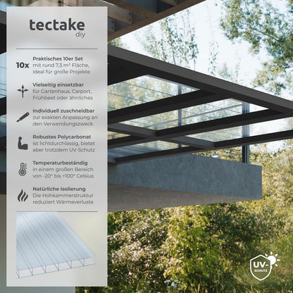 tectake Polycarbonat Doppelstegplatten 10er Set 121 x 60,5 cm
