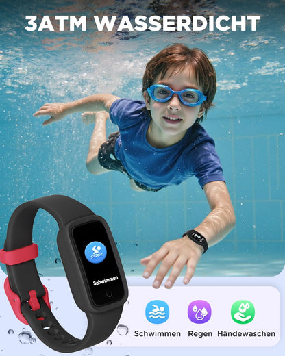BIGGERFIVE Vigor 3 Kinder-Fitnessuhr mit AMOLED-Display, Schwarz