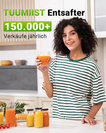 TUUMIIST TM780SJ Slow Juicer, 3 L, 150 mm Einfüllschacht, schwarz