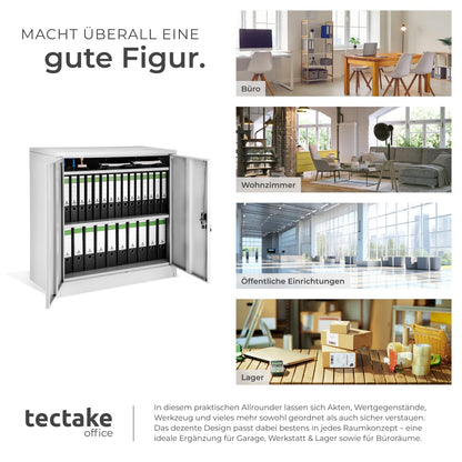 tectake Metall Aktenschrank abschliessbar grau 90x40x90 cm