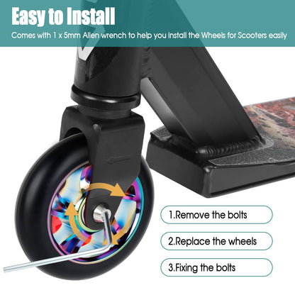 NZZVNZ Scooter Rollen 100 mm Ersatzräder mit ABEC-9 Lagern, 2er-Set