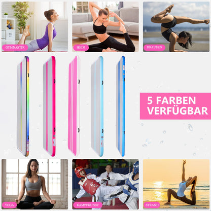 ROMELANDS Turnmatte Aufblasbar, 3M Trainingsmatte mit Luftpumpe, 10 cm hoch Gymnastikmatte für Yoga, Taumel, Turnen, Ausbildung