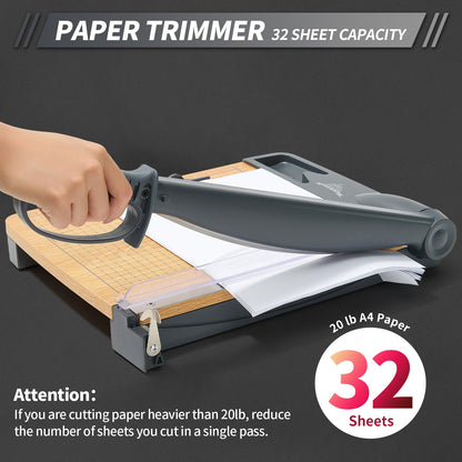 JIELISI Holz-Guillotine-Papierschneider Manuell – 32 Blatt A4