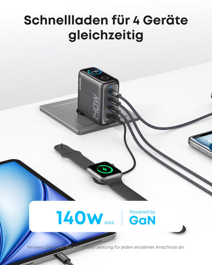 Anker 140W USB C Ladegerät – 4-Port GaN Netzteil