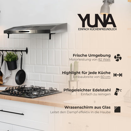 YUNA Mila KUBH 60205 Unterbau Dunstabzugshaube - Edelstahl 60 cm