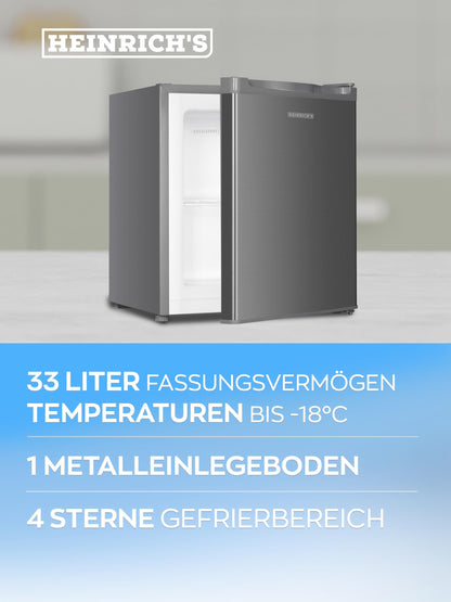 Heinrich's Mini Gefrierschrank 33L HGB 4088 IX, -18 °C, 40 dB