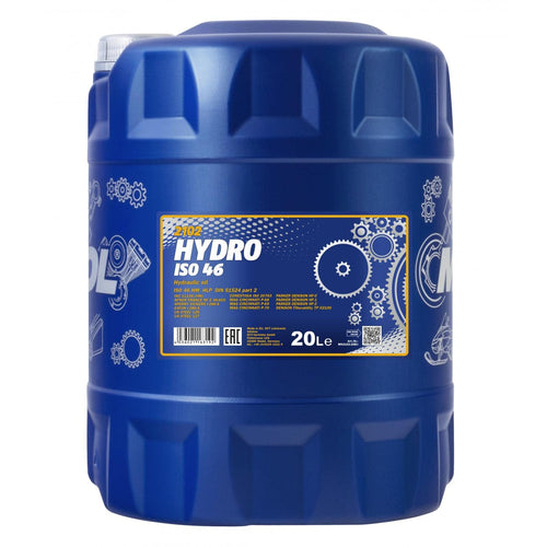 MANNOL Hydro ISO 46 LONGLIFE Hydrauliköl - 20 L: Blauer 20L-Kanister. Hydrauliköl ISO 46 für Langzeitgebrauch in Hydrauliksystemen.