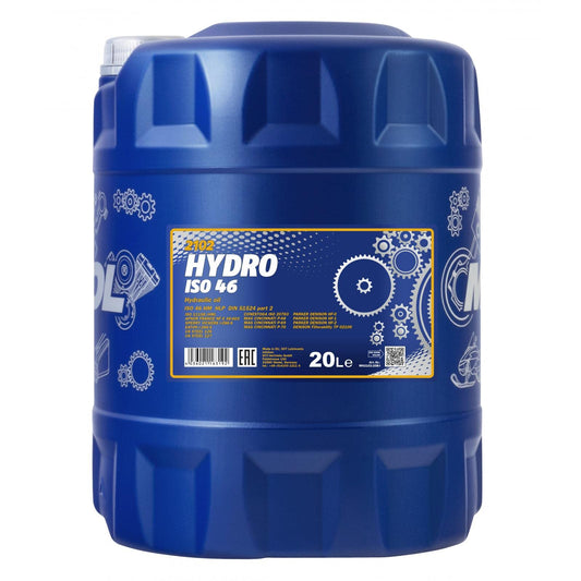 MANNOL Hydro ISO 46 LONGLIFE Hydrauliköl - 20 L: Blauer 20L-Kanister. Hydrauliköl ISO 46 für Langzeitgebrauch in Hydrauliksystemen.