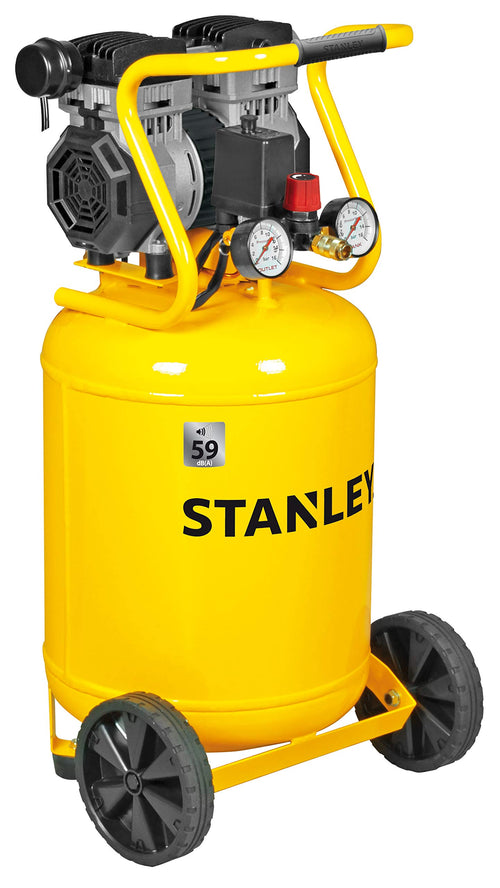 STANLEY Siltek vertikaler Druckluft Kompressor 1,3 PS. Aufrecht stehender Kompressor mit Druckluftkessel und Aggregat. Erzeugt Druckluft für den Betrieb von Druckluftwerkzeugen.