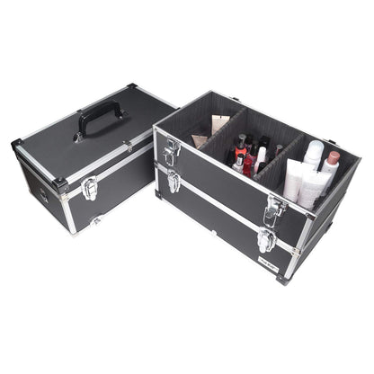 HMF 14661-02 Alu Werkzeugkoffer leer – Schwarz, 3 Etagen