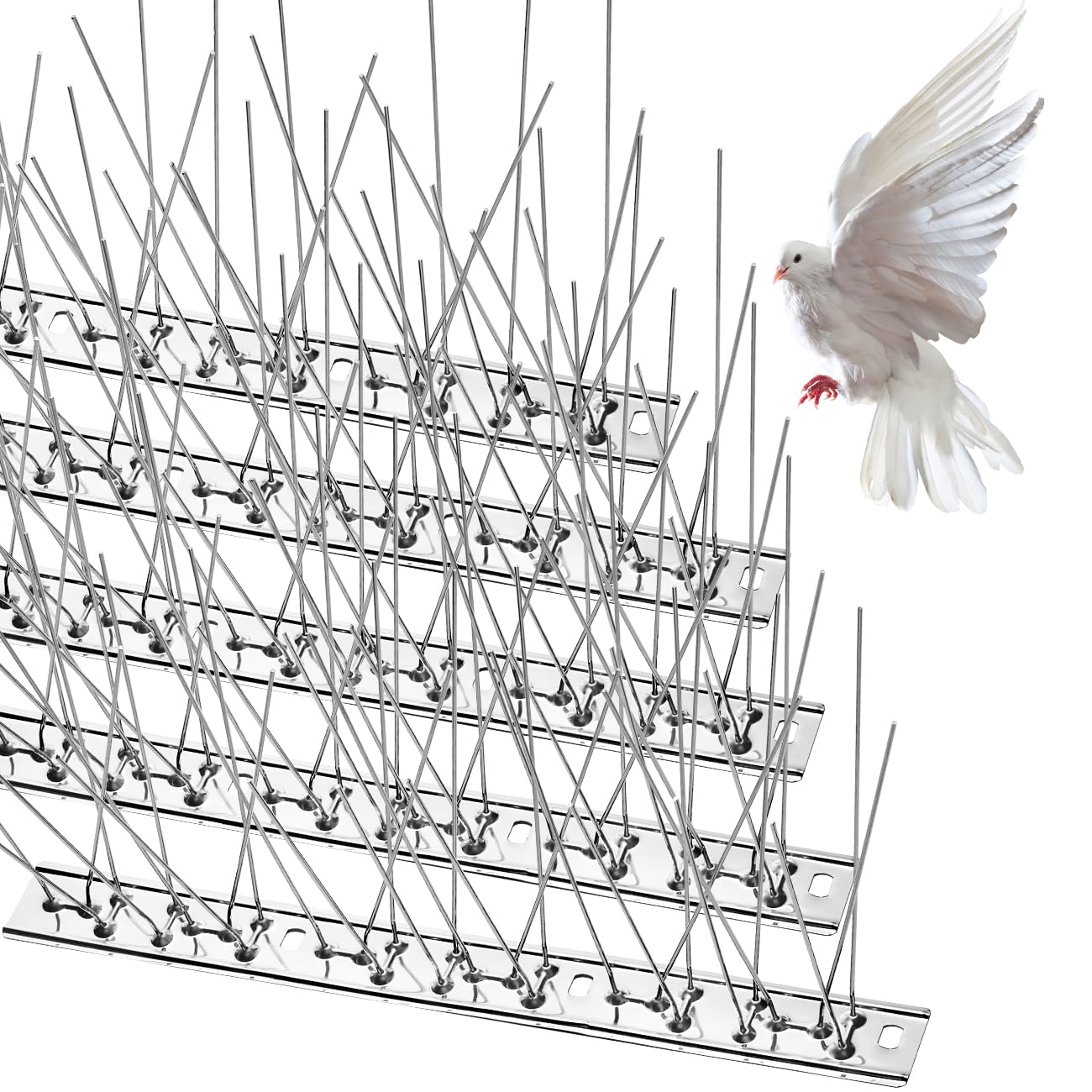 WOHOHOHO Taubenabwehr Spikes aus Edelstahl, 8,5 m, 34 Stück – flexible Vogelabwehr mit Stahlnadeln