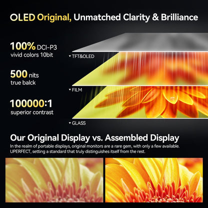UPERFECT 3K OLED 120Hz Tragbarer Monitor – 16 Zoll 1ms