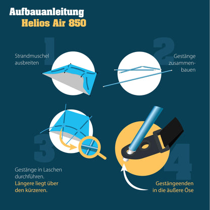 outdoorer Helios Air 850 Strandmuschel mit UV-Schutz 80, blau