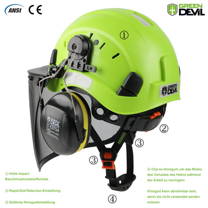 GREEN DEVIL Kettensägen-Schutzhelm 3-in-1 Helmset EN397 & EN 352-3