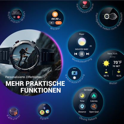 Blackview W50PRO Smartwatch Herren mit Kompass, LED-Licht und IP68