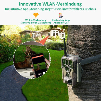 GardePro E8 Wildkamera WLAN – 64MP 1296P Video mit App