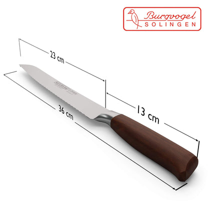 Burgvogel Natura Line Brotmesser – 23 cm Holzgriff Wellenschliff