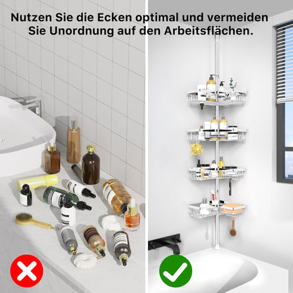 Kegii Teleskop Duschregal Eckregal Chrom - Ohne Bohren