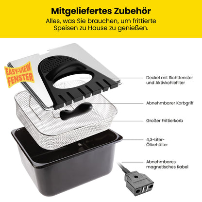 Chefman 4,3L Fritteuse XL – Edelstahl, Timer & Temp. einstellbar