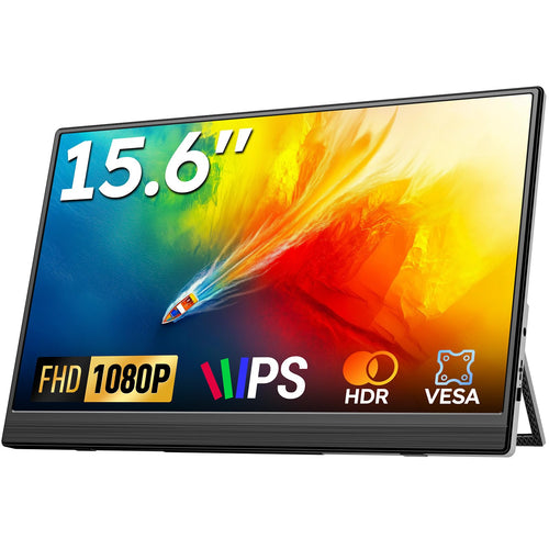 Omiodo Tragbarer Monitor 15,6 Zoll FHD IPS mit USB-C und Mini HDMI, ultradünn und mit Ständer
