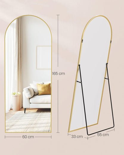 SONGMICS Ganzkörperspiegel, Standspiegel, 165 x 60 cm, blassgold