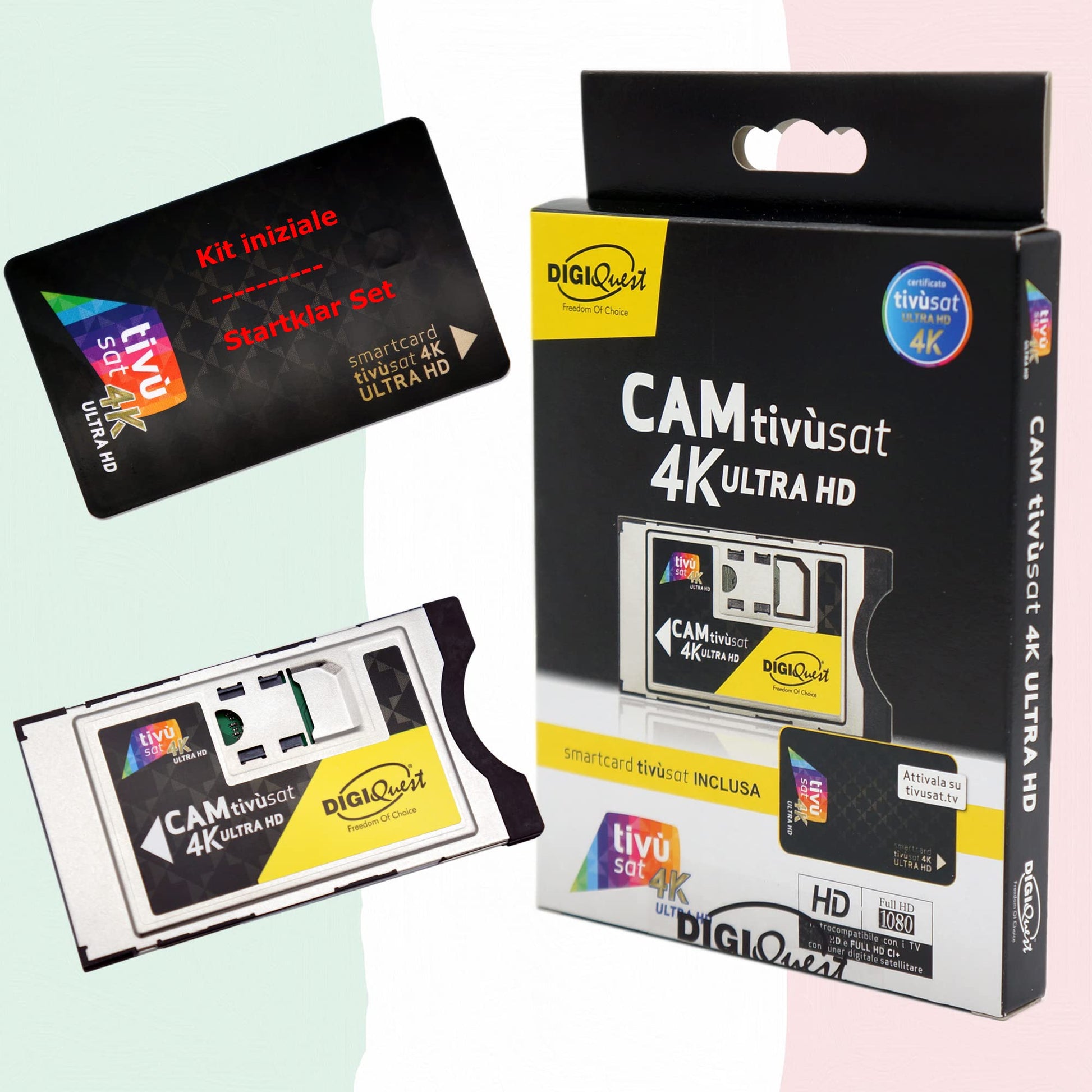 Tivusat SmarCam 4K UHD CI+ Modul inkl. aktiver TiVu Smartcard, schwarze SmartCam mit Karte