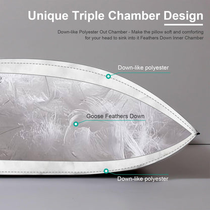 APSMILE Daunenkissen 50x75 3-Kammer Kopfkissen Weiss 2er Set