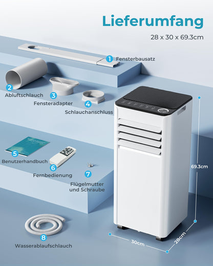 EUHOMY Mobile Klimaanlage 9000 BTU 4-in-1 mit Abluftschlauch