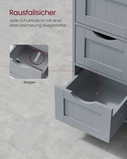 VASAGLE Badezimmerschrank LHC041P36 mit 4 Schubladen, taubengrau