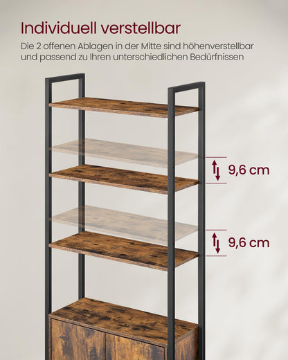 VASAGLE Bücherregal LLS133K01, Standregal mit Türen, 6 Ebenen