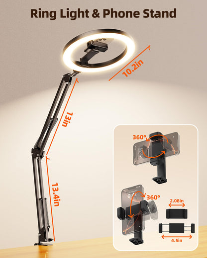 LUXSURE Ringlicht mit Stativ, Overhead Handyhalter für Food-Videos