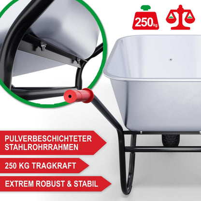 ONBEST Schubkarre Bauschubkarre – 100L vollverzinkt silber