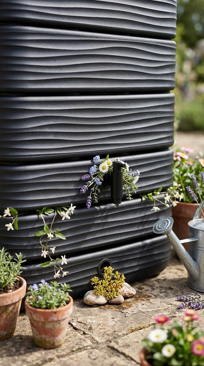 Ondis24 Regenwasser-Wandtank Eco 650 Liter Graphit mit Wasserhahn
