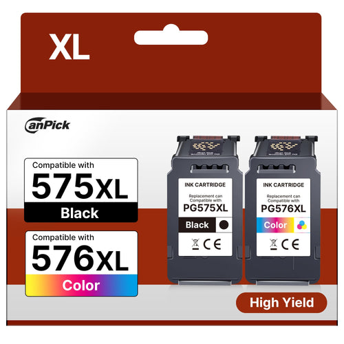 CanPick PG-575XL CL-576XL Tintenpatronen Multipack für Canon PIXMA, Patronen schwarz und farbig