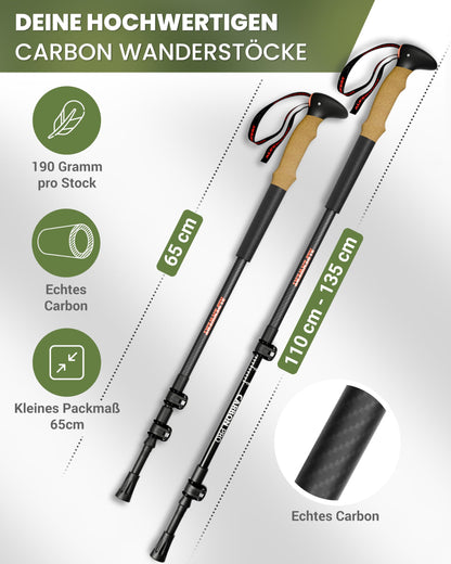ALPENWERT Wanderstöcke Teleskop Trekkingstöcke - Carbon