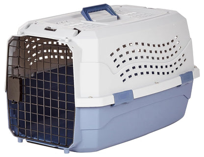 Amazon Basics Hundetransportbox, zweitürig, 58 x 38 x 33 cm, Blau, Hartschale mit Front- und Obertür