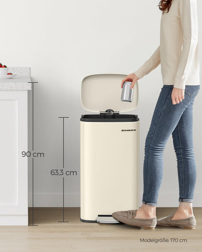 SONGMICS LTB03A02 Tret-Küchenmülleimer 30 Liter Sandbeige