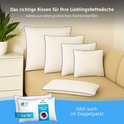 inSPIRO Kopfkissen 80x80 Premium – Ergonomisches Nackenstützkissen