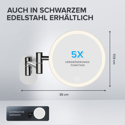 ovimar Kosmetikspiegel Vorupor Silber mit Beleuchtung, 5-fach