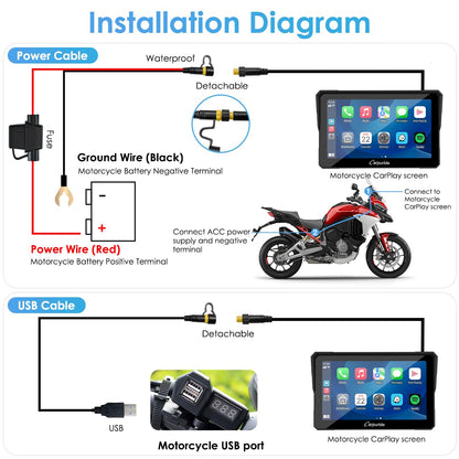 Carpuride W702 Pro Motorrad CarPlay Bildschirm - 7" Intercom Dual BT
