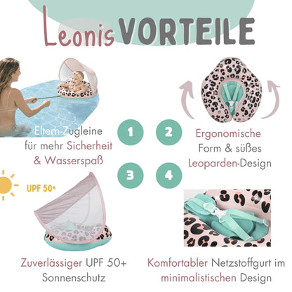 EDWEKIN Baby Schwimmring Leonie mit Eltern-Zugleine und UPF50+